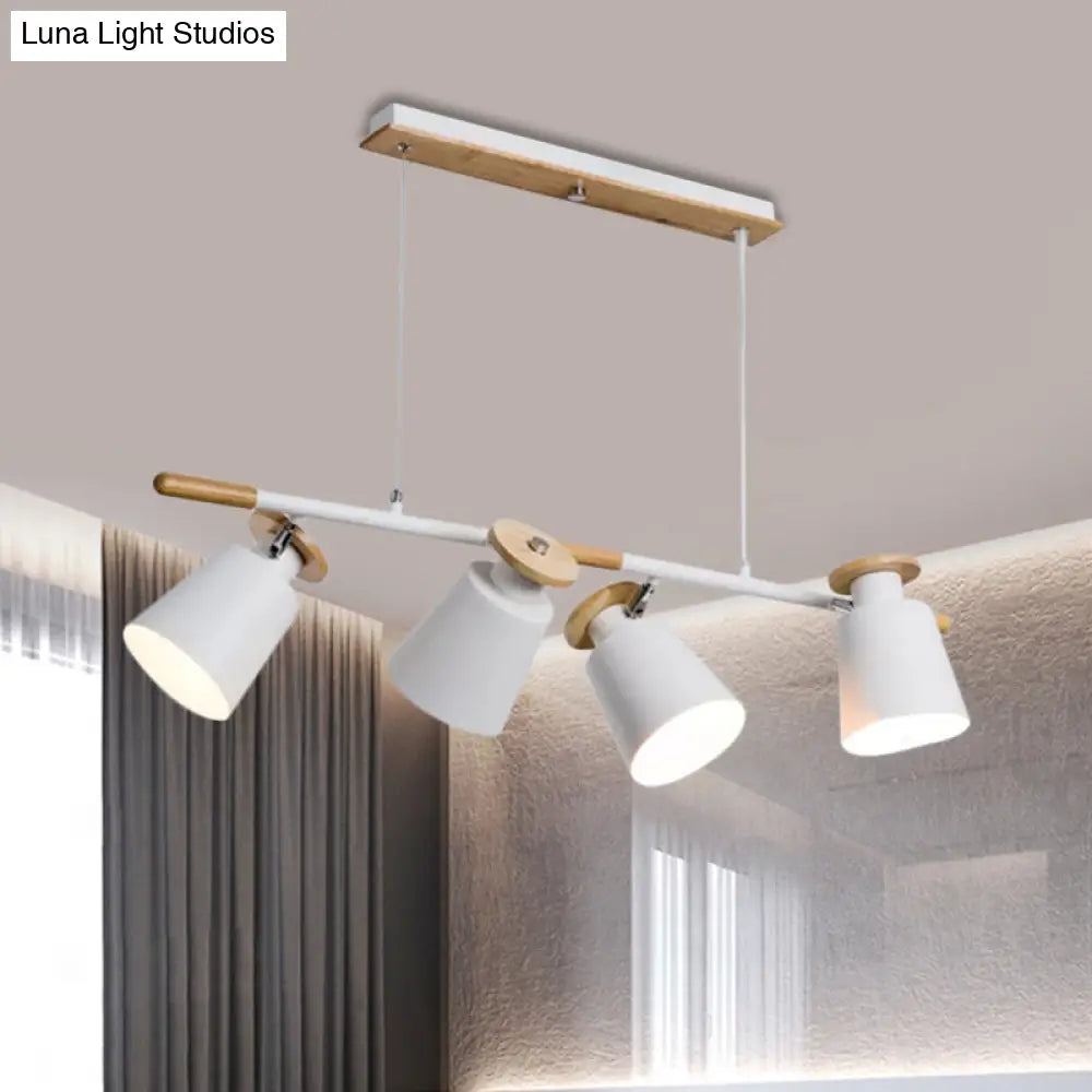 DecorBites™ Nordic Metal Linear Chandelier - 4 Head Island Lighting in Green/Grey/White for Restaurants