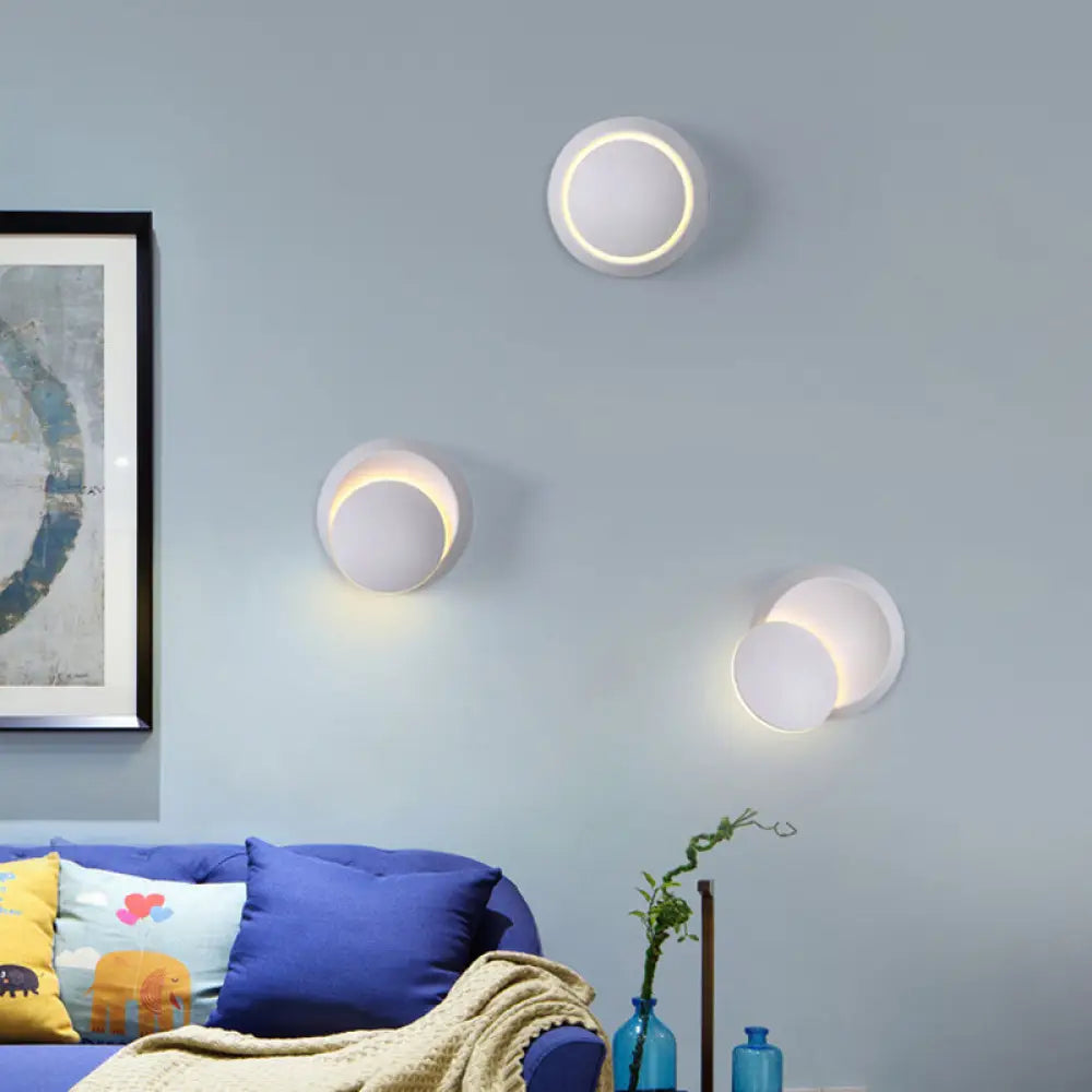 DecorBites™ Nordic Metal Moon Wall Light - Moveable Flush Mount Sconce in Black/White/Pink with LED White/Yellow Light