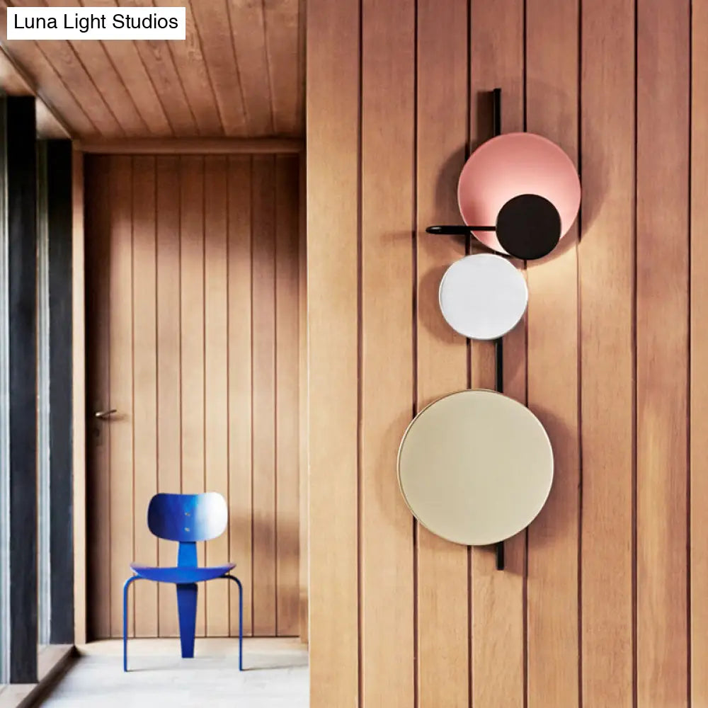 DecorBites™ Nordic Metal Moon Wall Light - Moveable Flush Mount Sconce in Black/White/Pink with LED White/Yellow Light