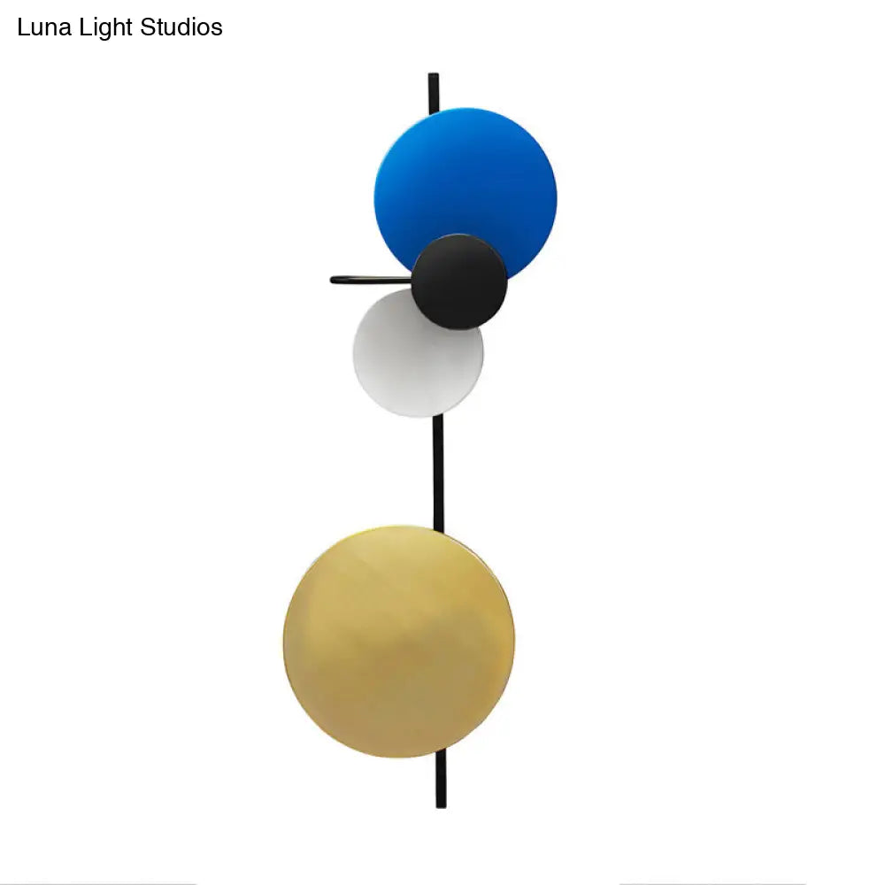 DecorBites™ Nordic Metallic Blue/Red/Pink LED Circular Wall Mount Light for Living Room