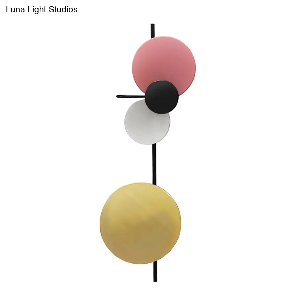 DecorBites™ Nordic Metallic Blue/Red/Pink LED Circular Wall Mount Light for Living Room