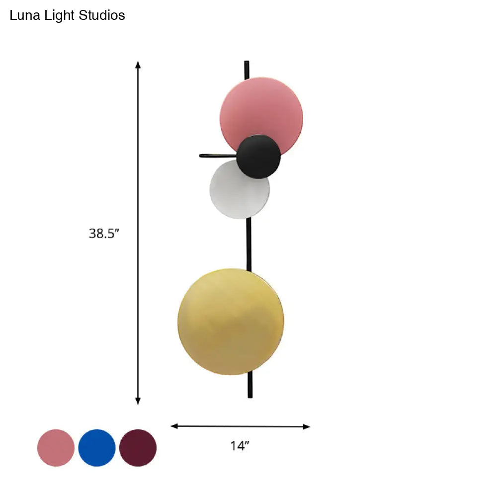 DecorBites™ Nordic Metallic Blue/Red/Pink LED Circular Wall Mount Light for Living Room