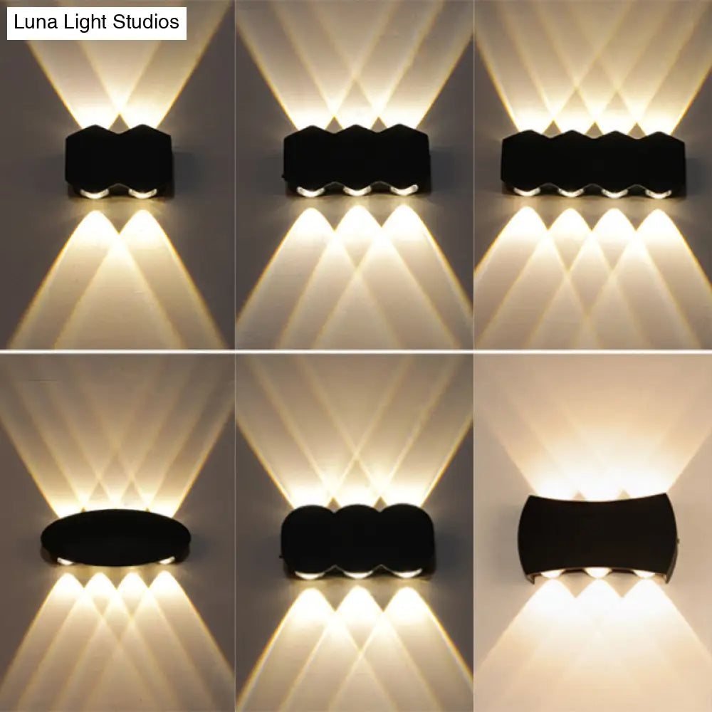 DecorBites™ Nordic Metallic Mini Wall Light - Ellipse/Curve/Honeycomb Design - 4/6-Bulb LED Wall Washer Sconce in Black for Hallways