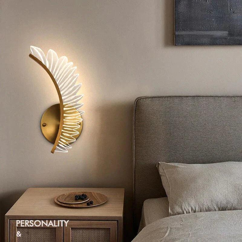 DecorBites™ Nordic modern art bedside feather LED Wall Lamp