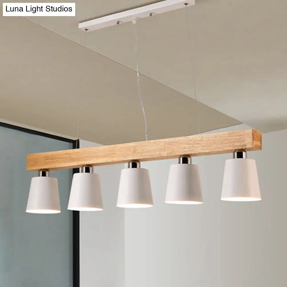 DecorBites™ Nordic Modern Wood Island Pendant with Metal Lampshade: Stylish Hanging Lamp for Work Rooms