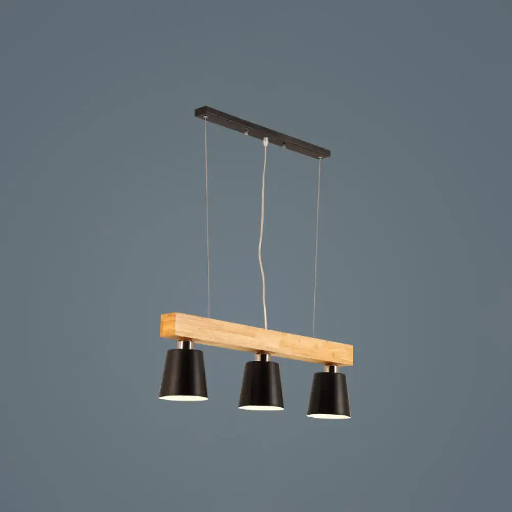 DecorBites™ Nordic Modern Wood Island Pendant with Metal Lampshade: Stylish Hanging Lamp for Work Rooms