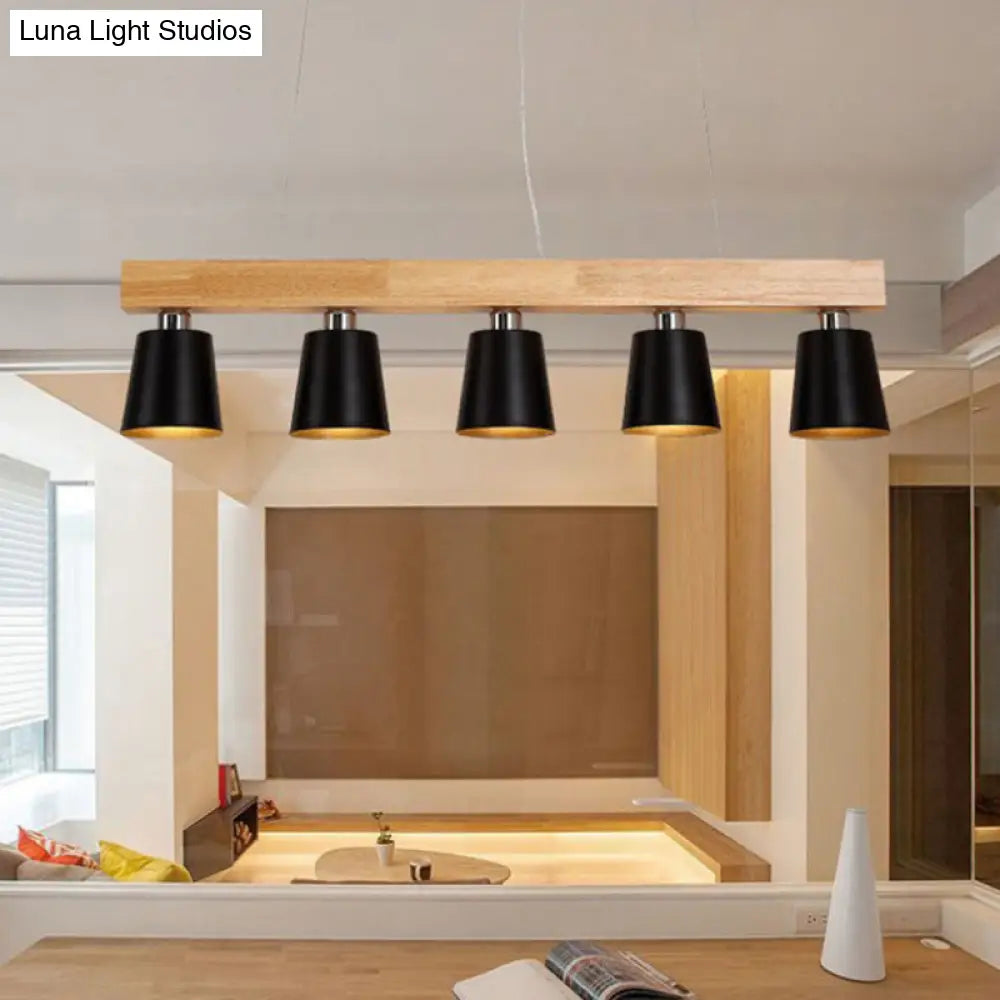 DecorBites™ Nordic Modern Wood Island Pendant with Metal Lampshade: Stylish Hanging Lamp for Work Rooms