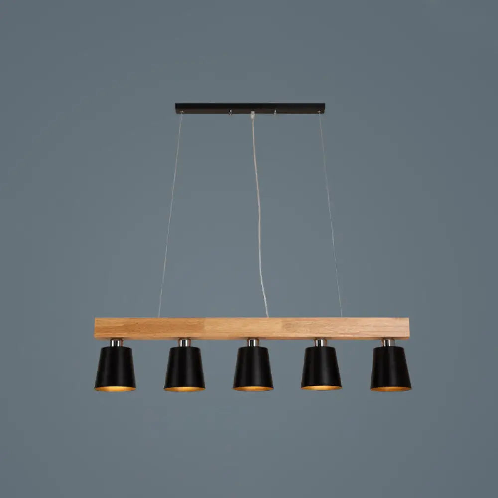 DecorBites™ Nordic Modern Wood Island Pendant with Metal Lampshade: Stylish Hanging Lamp for Work Rooms