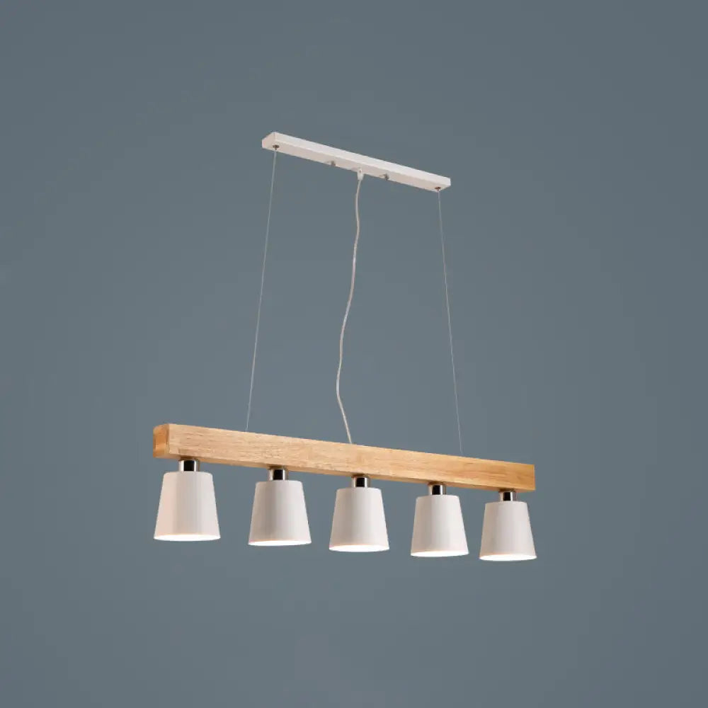DecorBites™ Nordic Modern Wood Island Pendant with Metal Lampshade: Stylish Hanging Lamp for Work Rooms