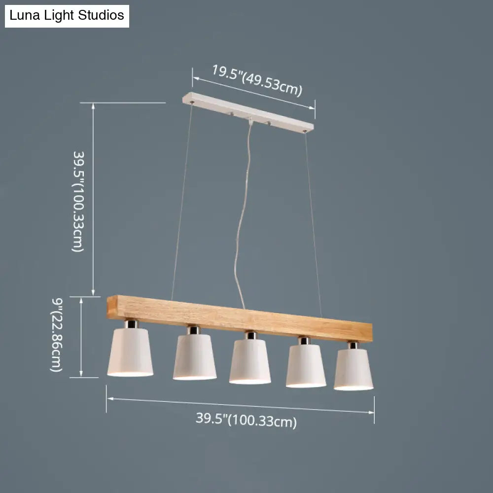 DecorBites™ Nordic Modern Wood Island Pendant with Metal Lampshade: Stylish Hanging Lamp for Work Rooms