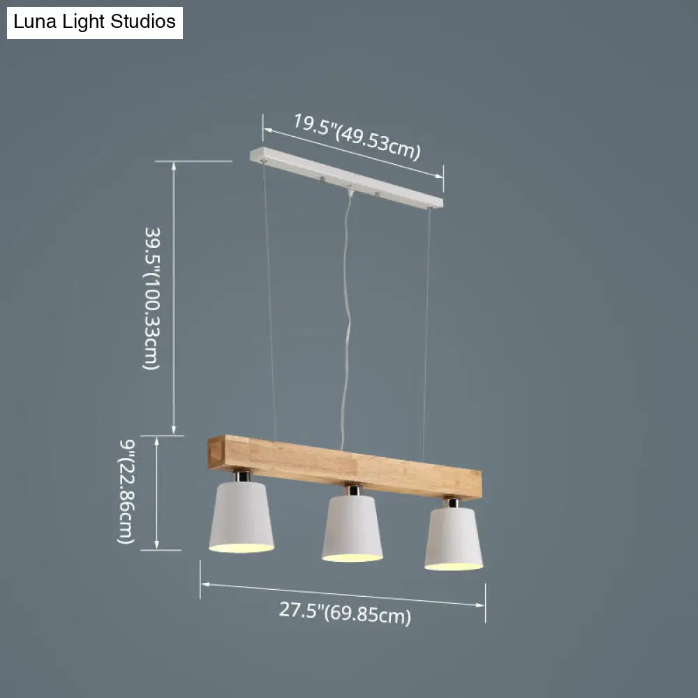 DecorBites™ Nordic Modern Wood Island Pendant with Metal Lampshade: Stylish Hanging Lamp for Work Rooms