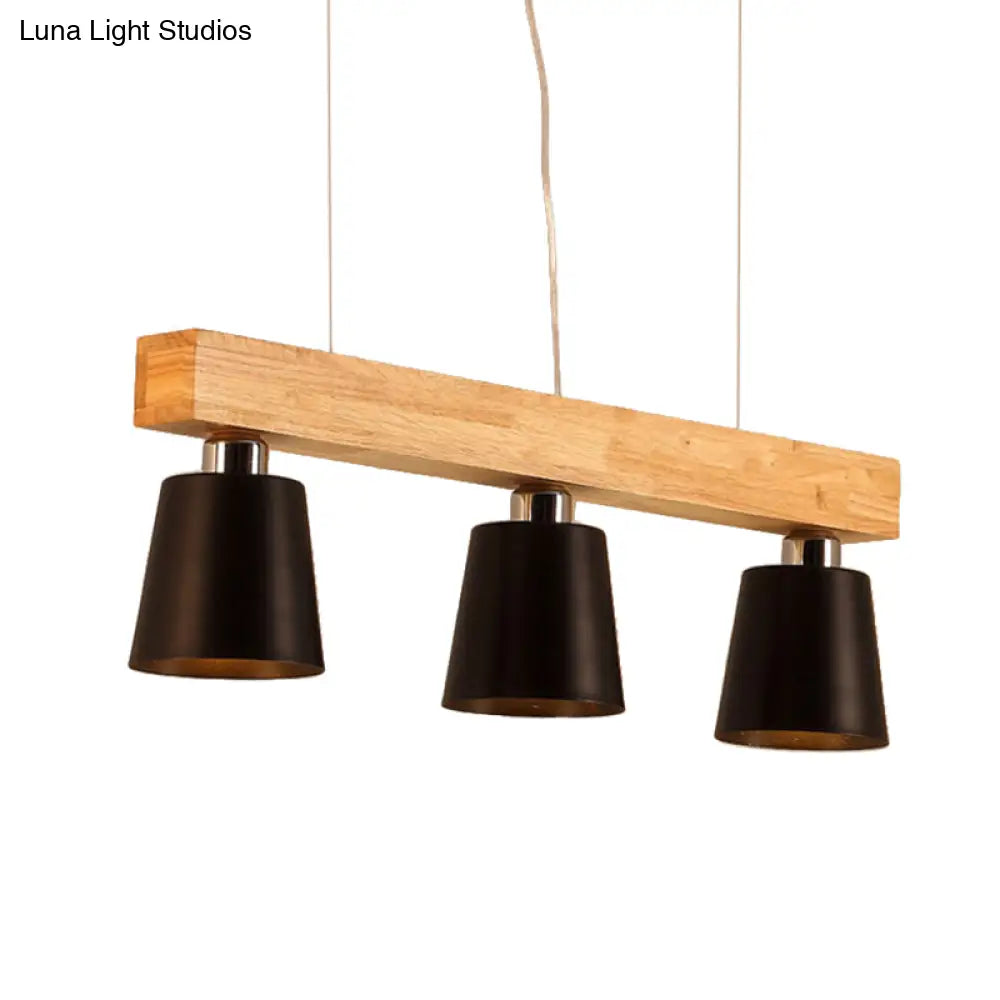 DecorBites™ Nordic Modern Wood Island Pendant with Metal Lampshade: Stylish Hanging Lamp for Work Rooms