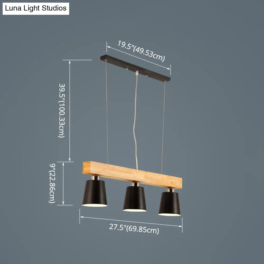 DecorBites™ Nordic Modern Wood Island Pendant with Metal Lampshade: Stylish Hanging Lamp for Work Rooms
