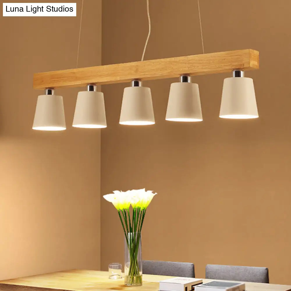 DecorBites™ Nordic Modern Wood Island Pendant with Metal Lampshade: Stylish Hanging Lamp for Work Rooms