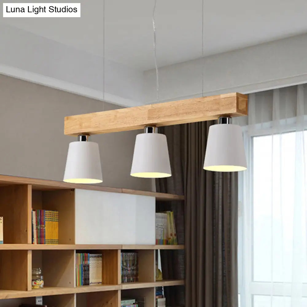 DecorBites™ Nordic Modern Wood Island Pendant with Metal Lampshade: Stylish Hanging Lamp for Work Rooms