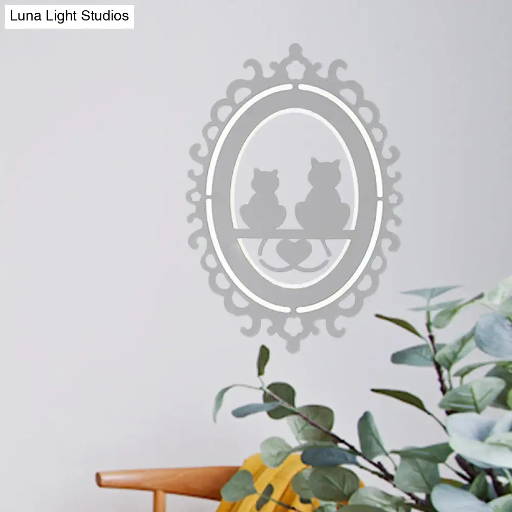 DecorBites™ Nordic Oval Frame Kitten Kitchen Wall Light with LED Acrylic, White