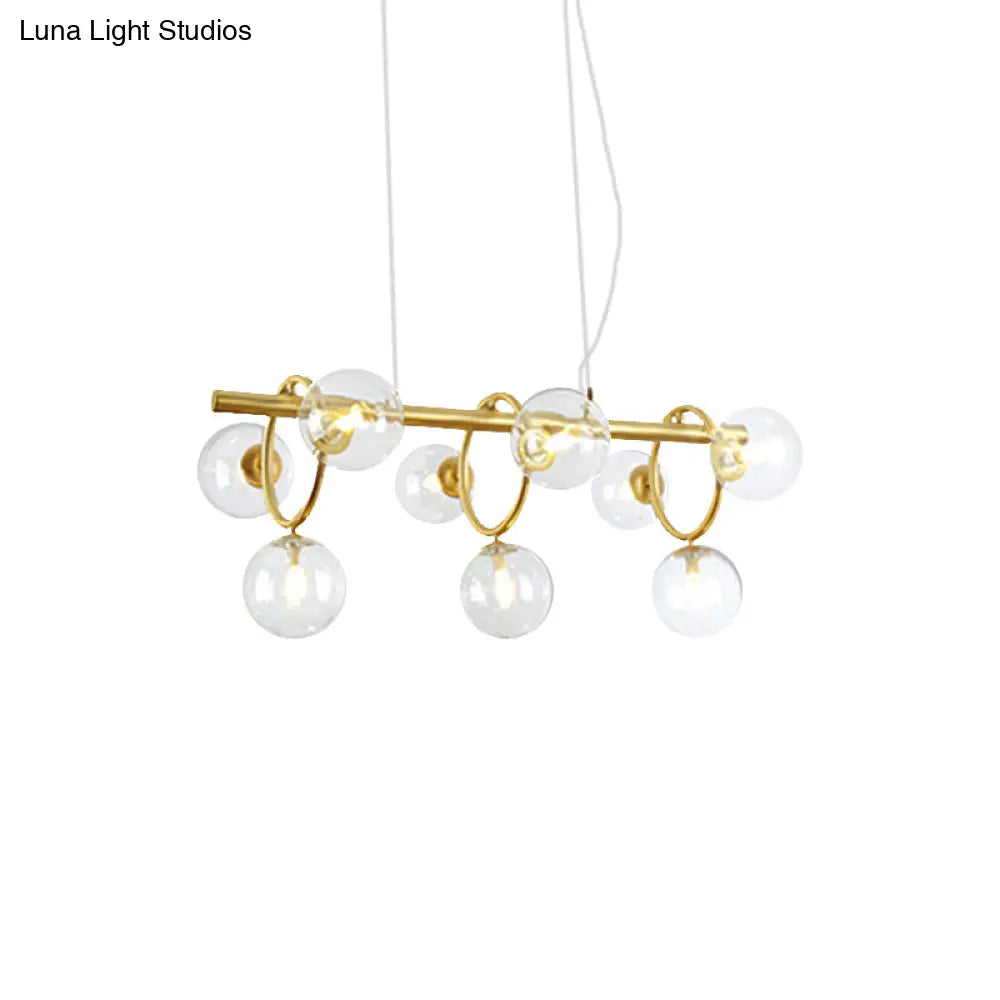 DecorBites™ Nordic Style Gold Pendant Light with Clear/Cognac Glass - Bubble Island Lighting, 9 Lights