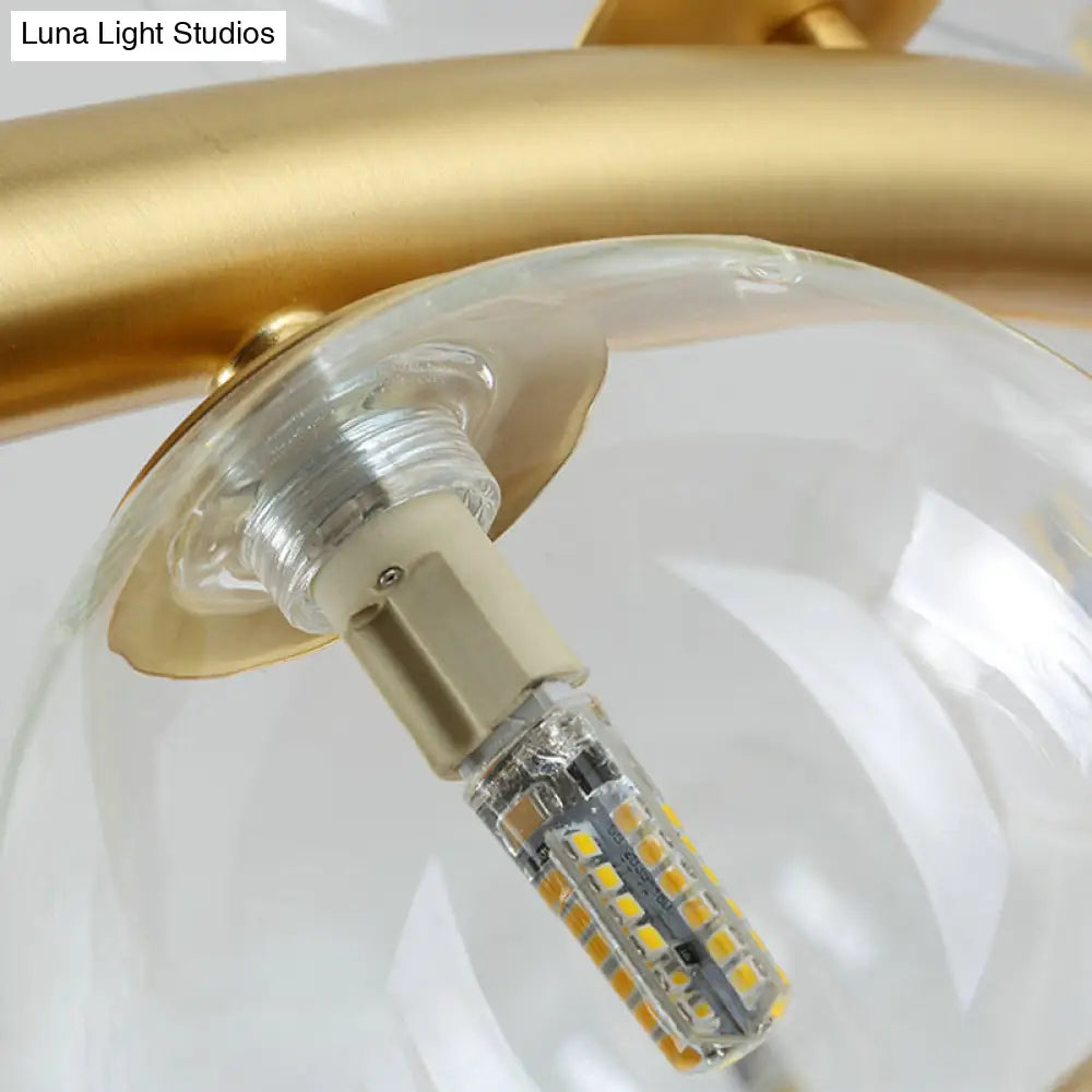 DecorBites™ Nordic Style Gold Pendant Light with Clear/Cognac Glass - Bubble Island Lighting, 9 Lights