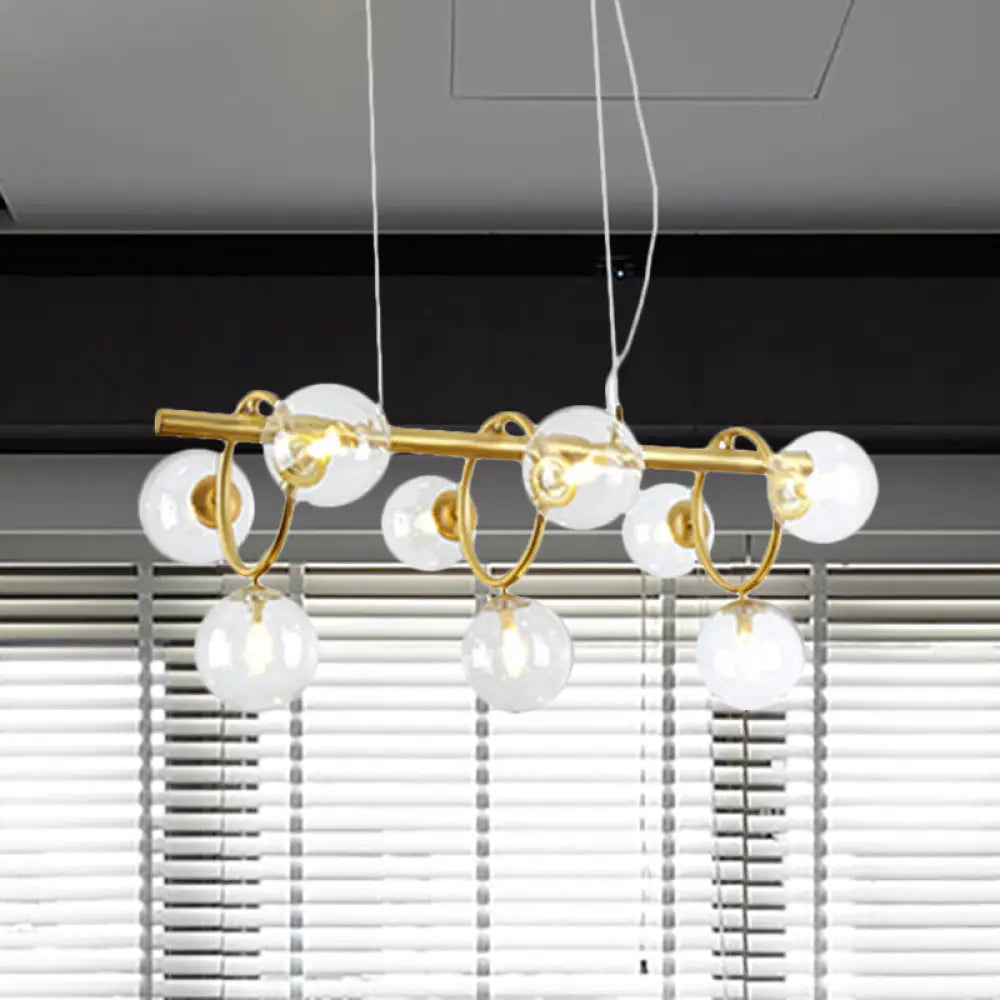 DecorBites™ Nordic Style Gold Pendant Light with Clear/Cognac Glass - Bubble Island Lighting, 9 Lights