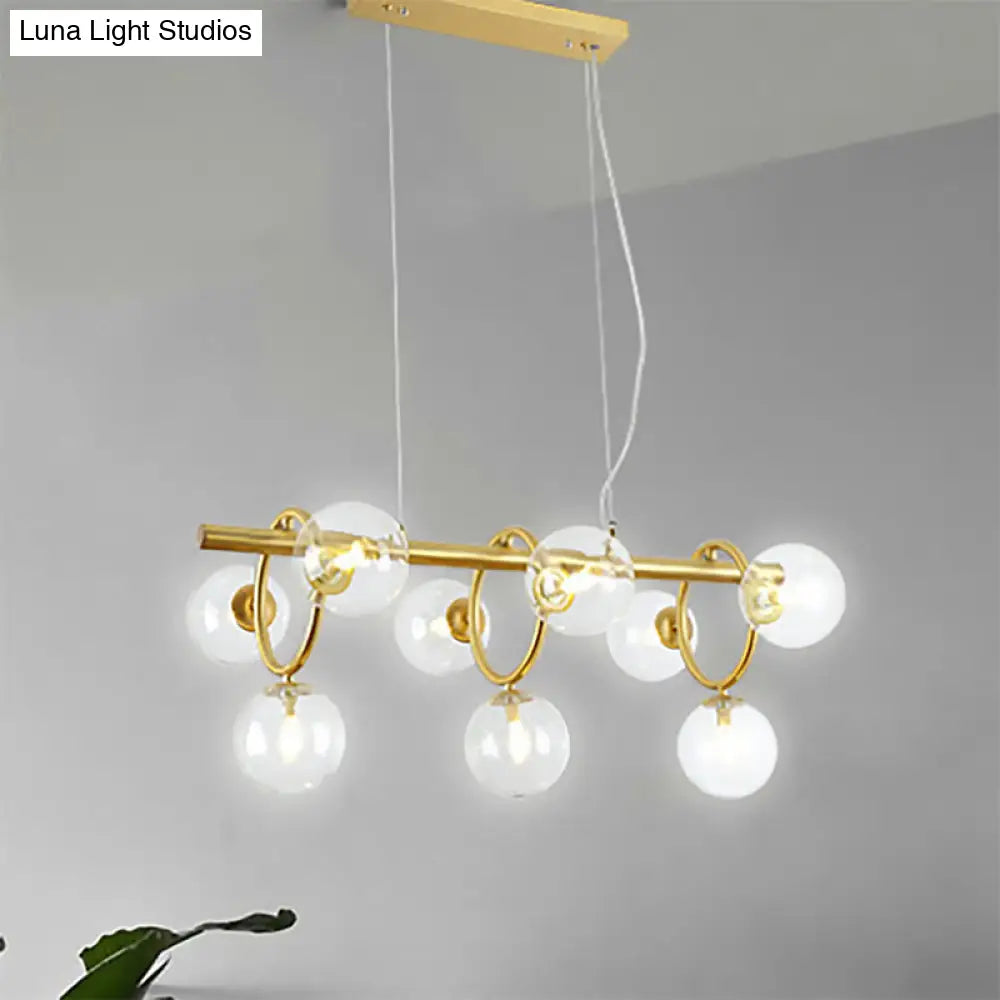 DecorBites™ Nordic Style Gold Pendant Light with Clear/Cognac Glass - Bubble Island Lighting, 9 Lights
