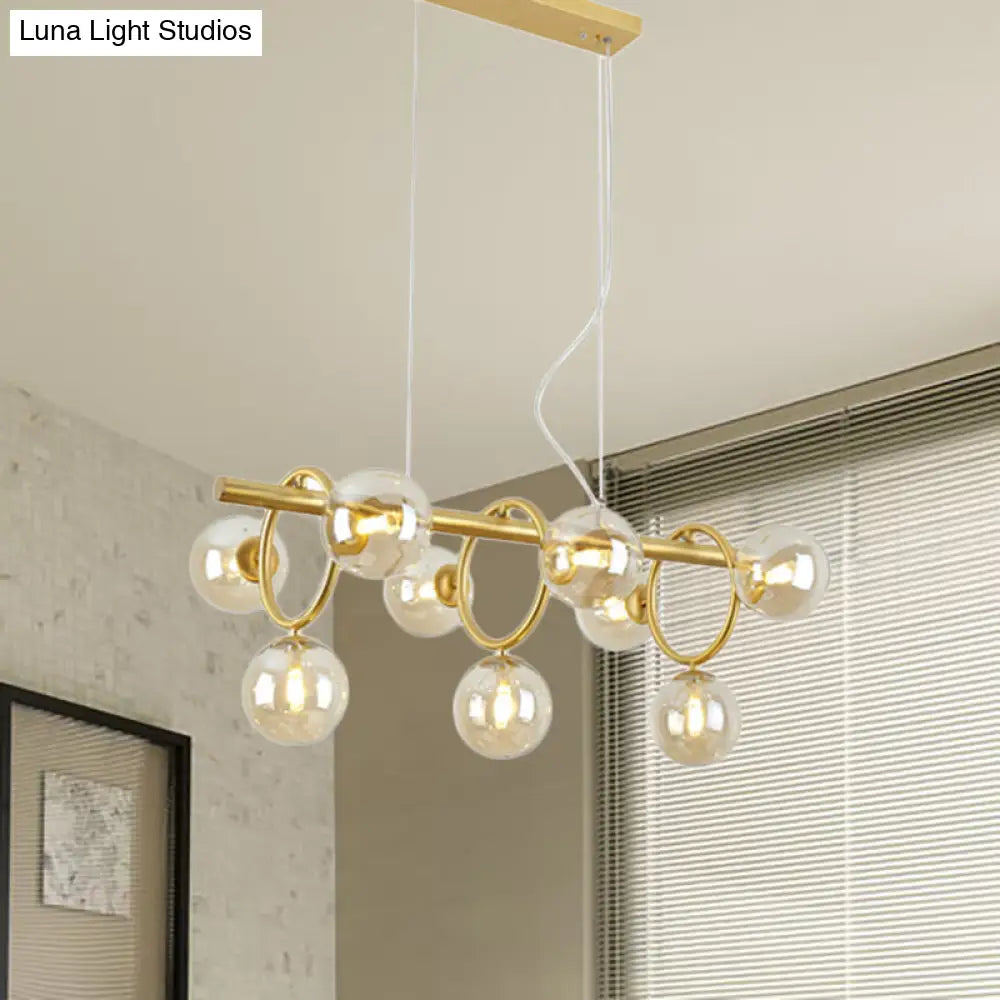 DecorBites™ Nordic Style Gold Pendant Light with Clear/Cognac Glass - Bubble Island Lighting, 9 Lights