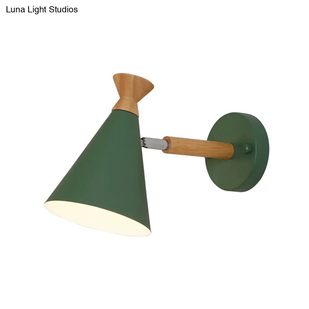 DecorBites™ Nordic Style Metal Cone Shade Wall Light: 1-Light Rotatable Bedside Reading Lamp in Blue, Green, Grey, or White