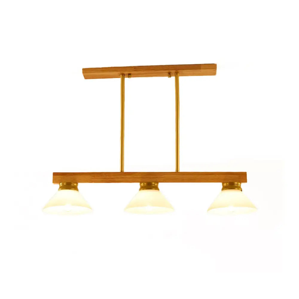 DecorBites™ Nordic Style Wooden Cone Shade Chandelier - 3/4 Heads Linear Pendant Light for Kitchen Island