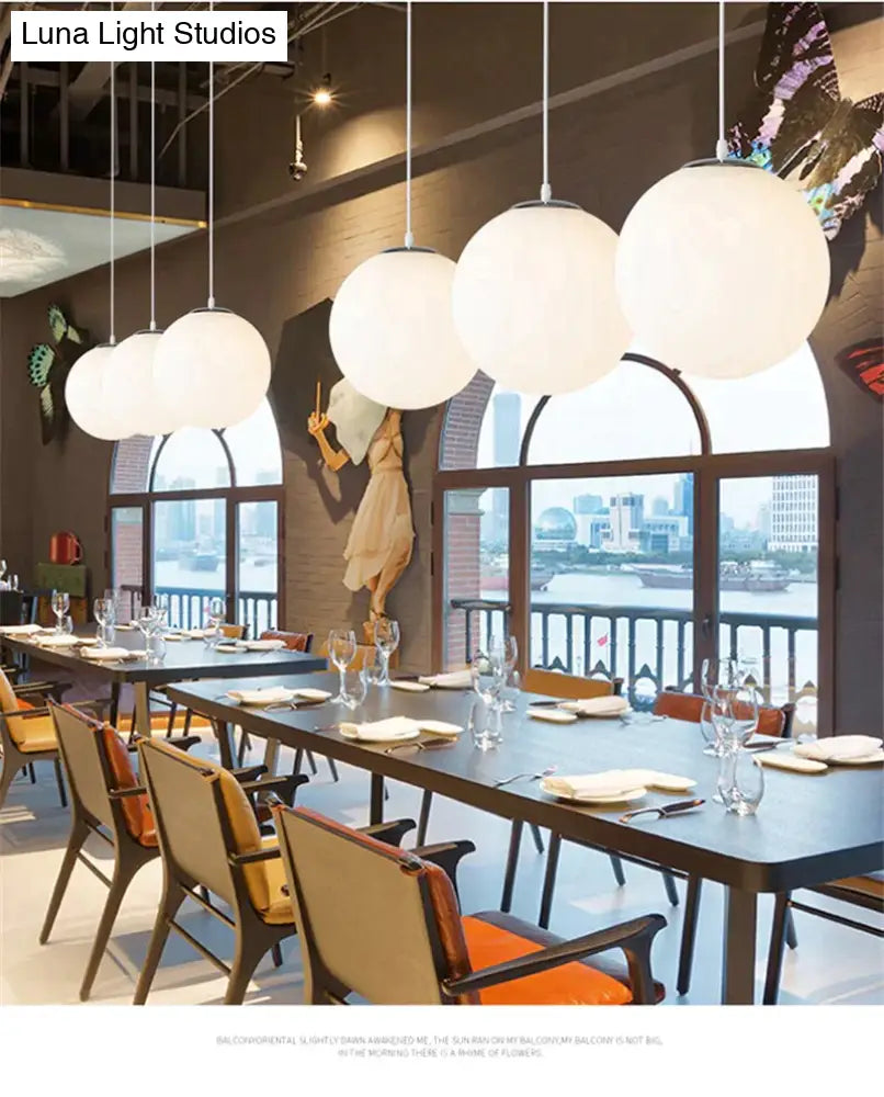 DecorBites™ Nordic White Glass Ball Pendant Lights Modern LED Living Room Hanglamp Pendant Lamp Restaurant Bar Aisle Bubble Ball Luminaire