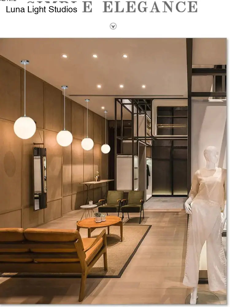 DecorBites™ Nordic White Glass Ball Pendant Lights Modern LED Living Room Hanglamp Pendant Lamp Restaurant Bar Aisle Bubble Ball Luminaire