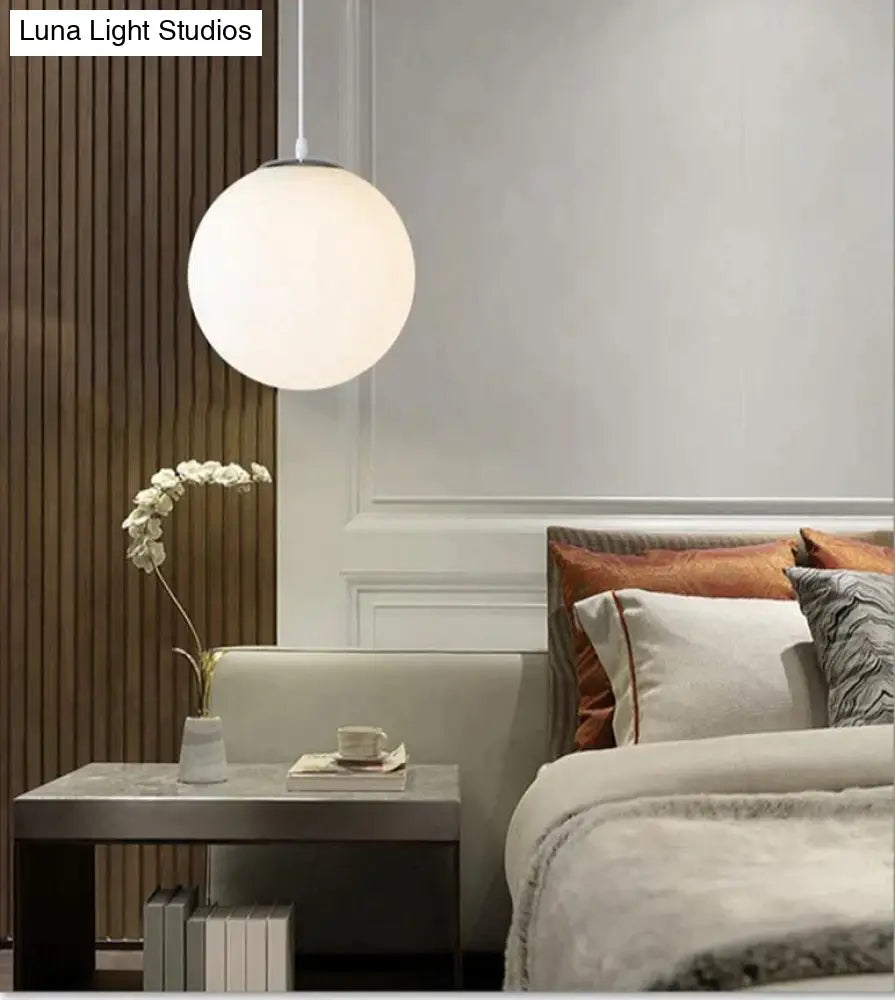 DecorBites™ Nordic White Glass Ball Pendant Lights Modern LED Living Room Hanglamp Pendant Lamp Restaurant Bar Aisle Bubble Ball Luminaire