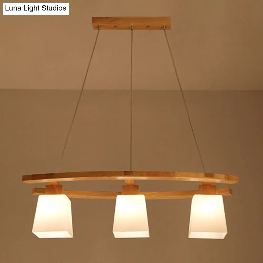 DecorBites™ Nordic Wood Pendant Light with Glass Lampshade for Dining Table