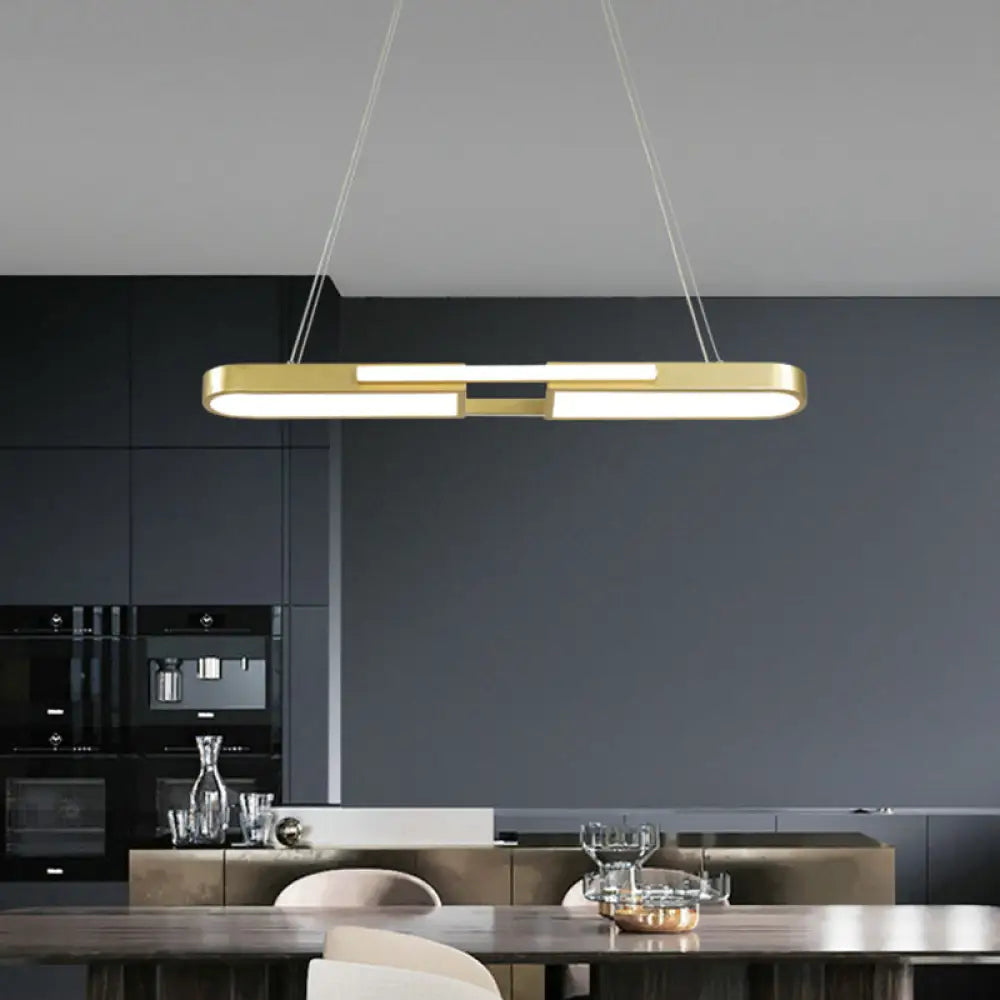 DecorBites™ Oblong Acrylic Pendant Light Kit - Simple Style, Black/Gold LED Island Lamp in Warm/White Light for Dining Room