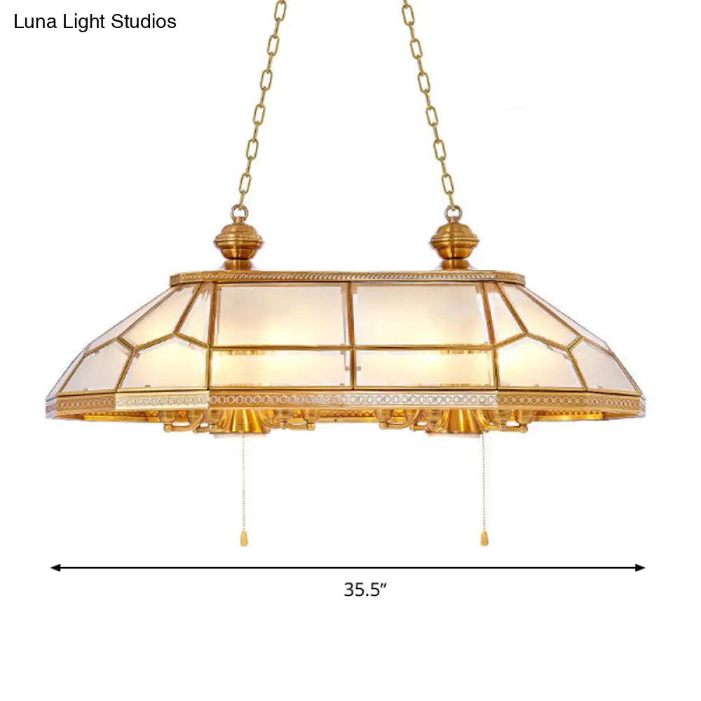 DecorBites™ Opal Blown Glass Colonial Island Light with Gold Finish - 8-Head Hanging Pendant for Living Room