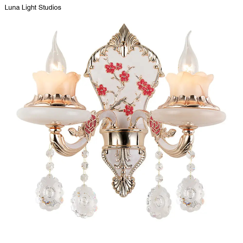 DecorBites™ Opal Frosted Glass 2-Light Gold Wall Mounted Lamp - Curved Postmodern Design for Restaurants