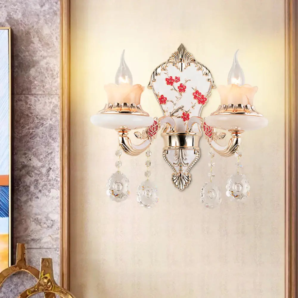 DecorBites™ Opal Frosted Glass 2-Light Gold Wall Mounted Lamp - Curved Postmodern Design for Restaurants