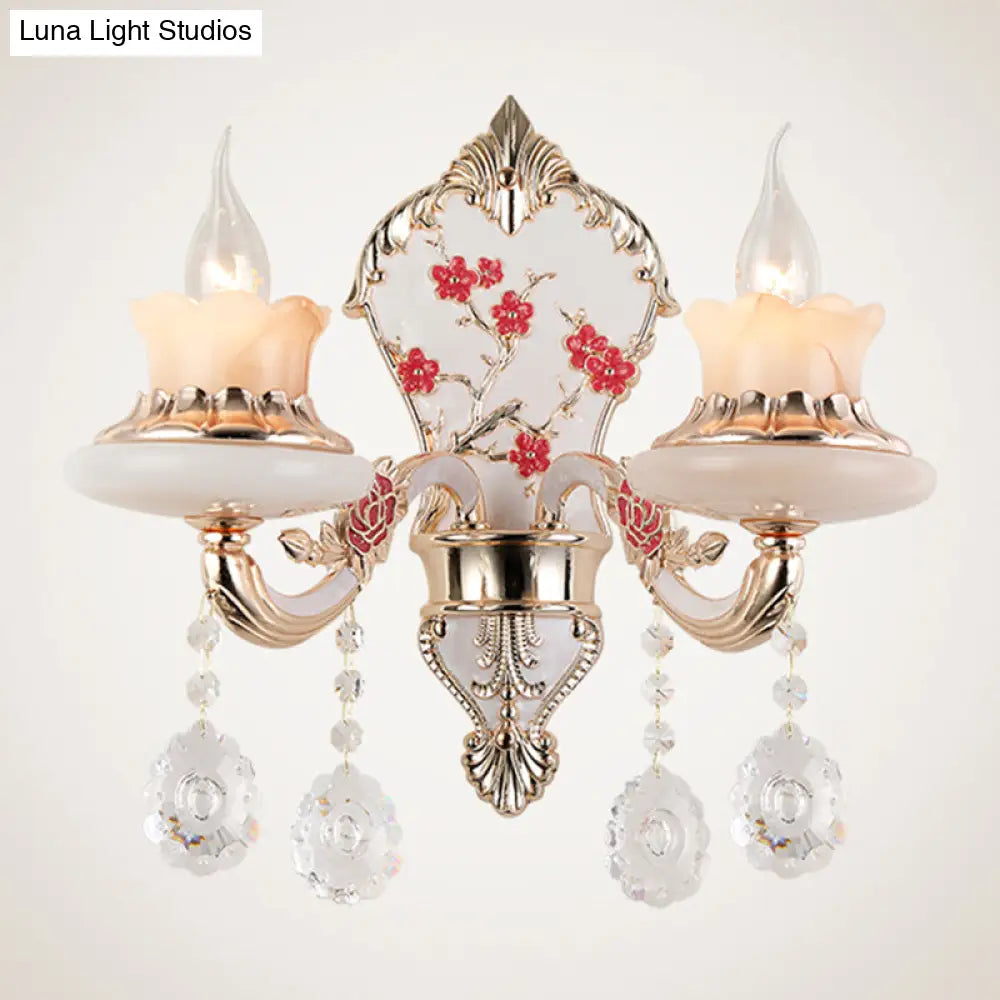 DecorBites™ Opal Frosted Glass 2-Light Gold Wall Mounted Lamp - Curved Postmodern Design for Restaurants