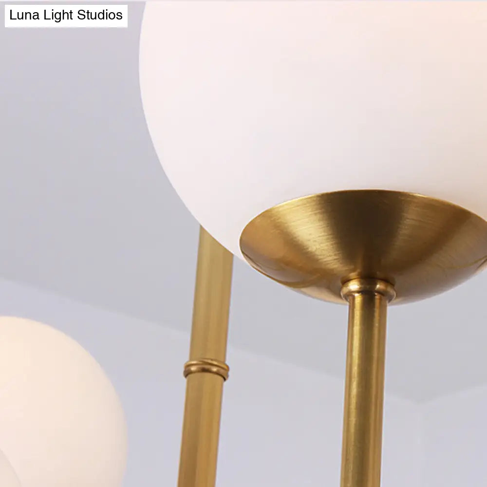 DecorBites™ Opal Glass Globe Island Pendant Light - Traditional Brass Dining Room Hanging Lamp with 10 Lights