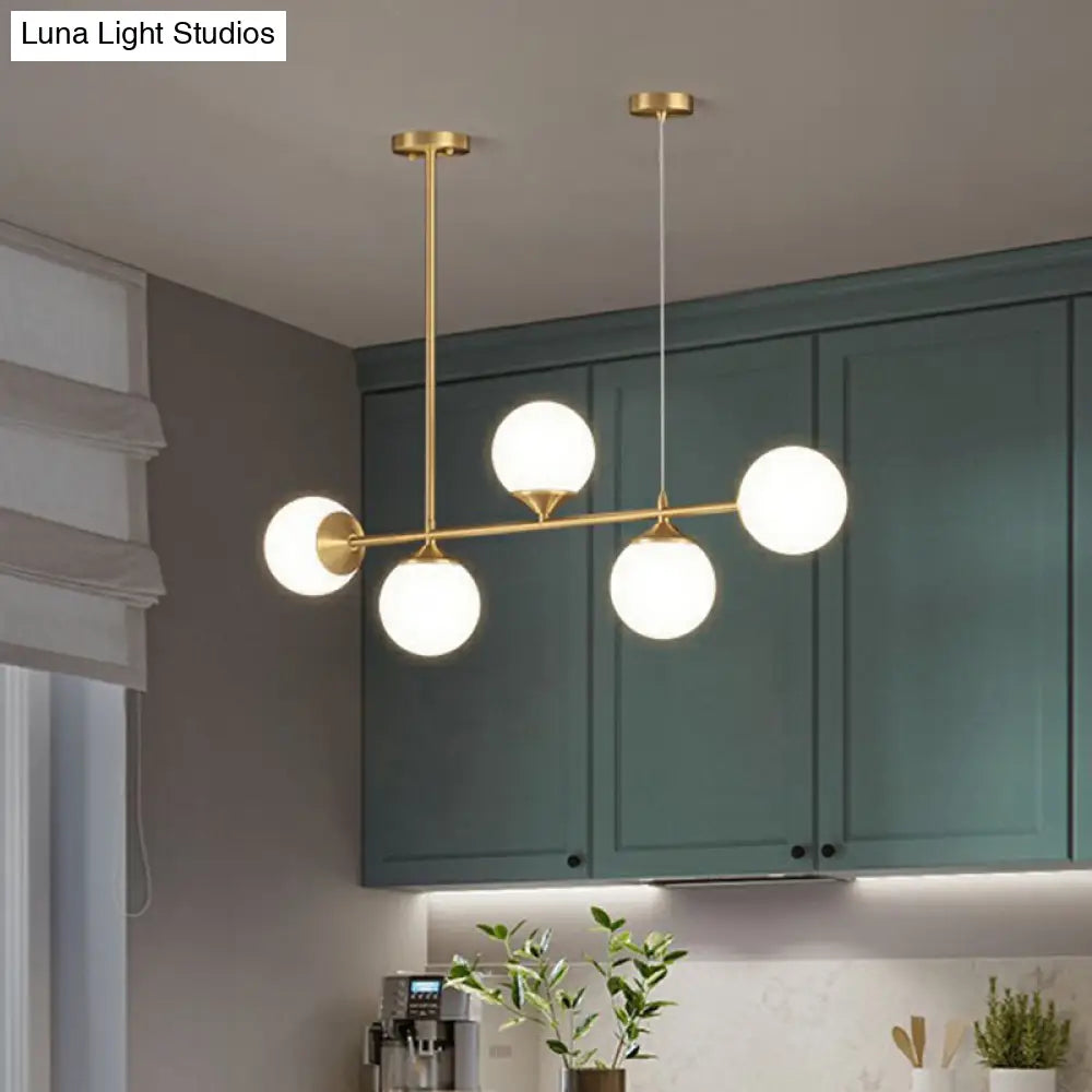 DecorBites™ Opaline Glass Ball Pendant Light for Minimalist Dining Room Island