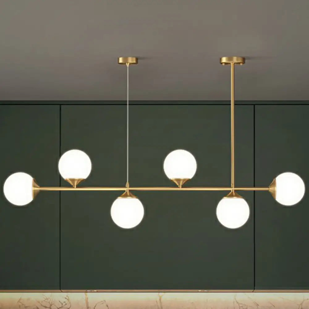 DecorBites™ Opaline Glass Ball Pendant Light for Minimalist Dining Room Island