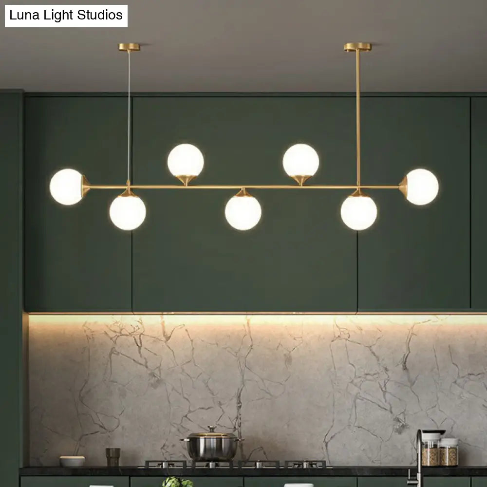 DecorBites™ Opaline Glass Ball Pendant Light for Minimalist Dining Room Island