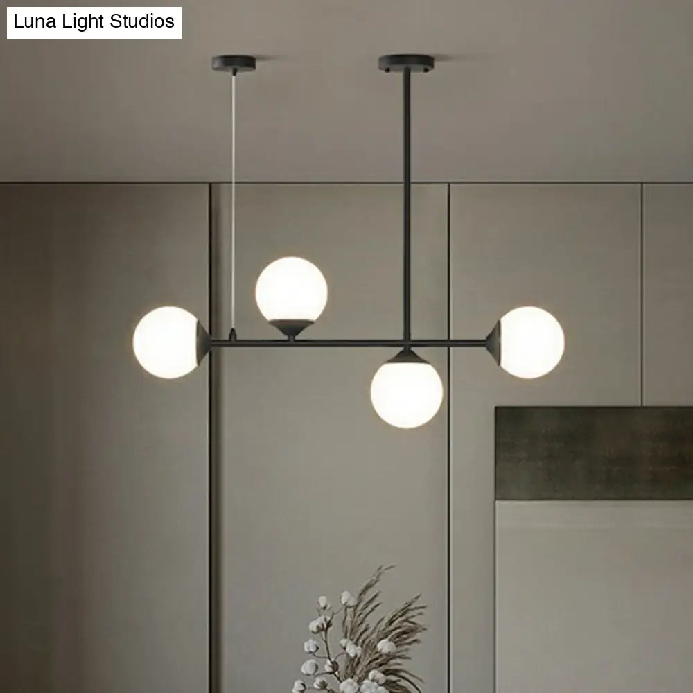 DecorBites™ Opaline Glass Ball Pendant Light for Minimalist Dining Room Island