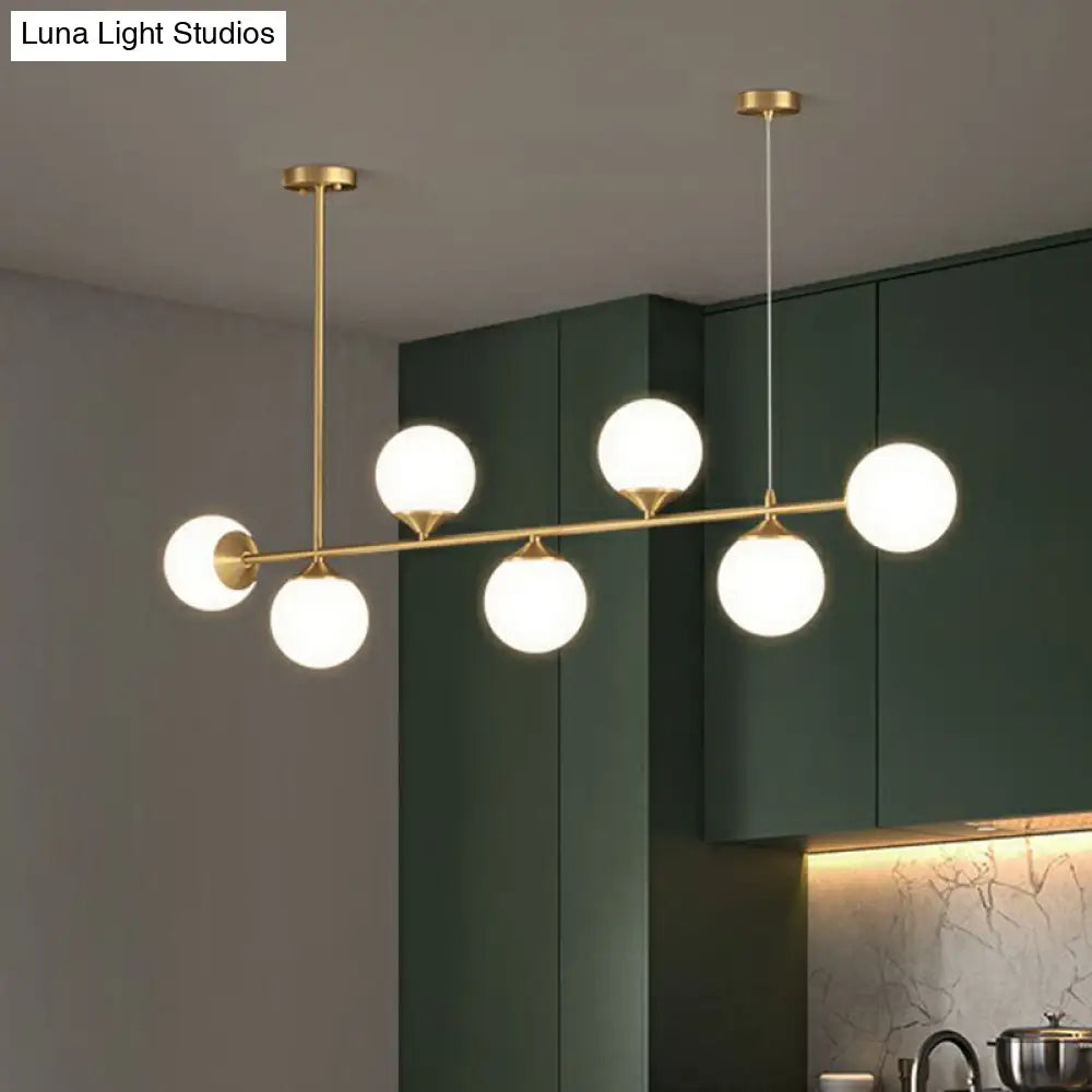 DecorBites™ Opaline Glass Ball Pendant Light for Minimalist Dining Room Island