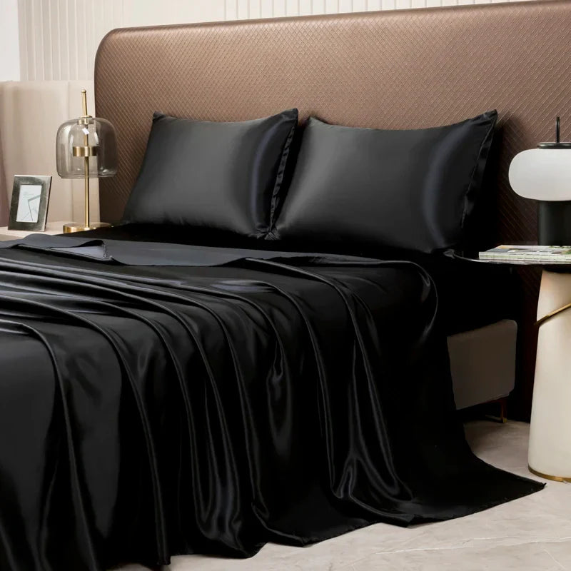 DecorBites™ Opulent Solid Color Satin Bedding Set
