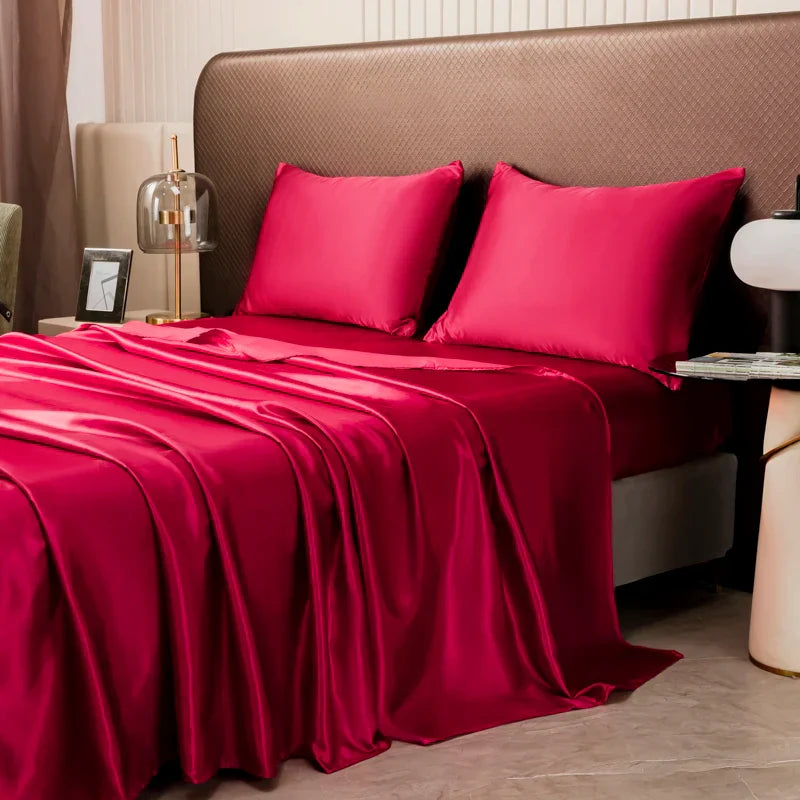 DecorBites™ Opulent Solid Color Satin Bedding Set