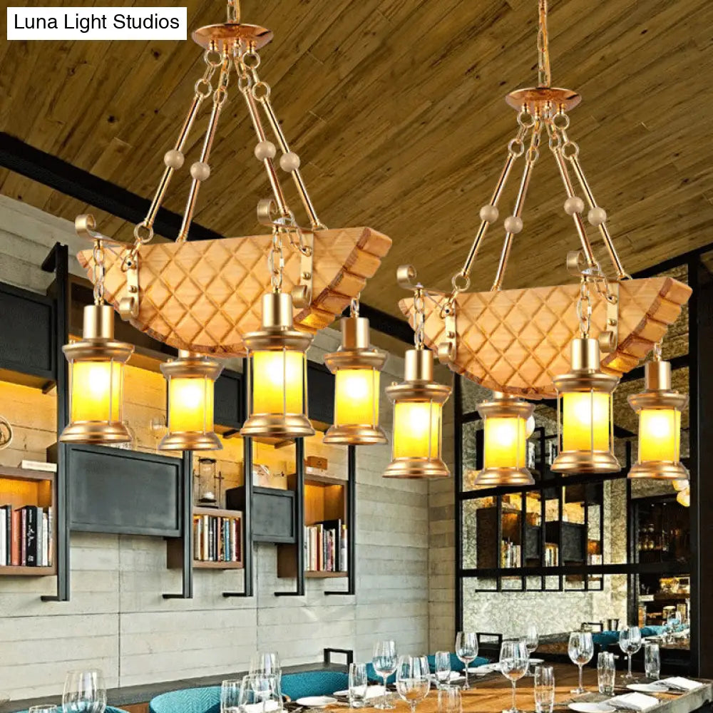 DecorBites™ Orange Glass Island Pendant Light w/ Fish/Guitar Design - Farm Gold Kerosene Hanging Lamp Kit