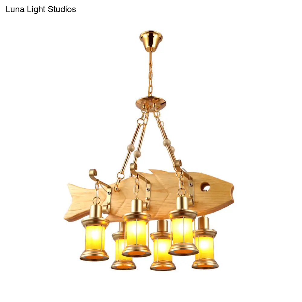 DecorBites™ Orange Glass Island Pendant Light w/ Fish/Guitar Design - Farm Gold Kerosene Hanging Lamp Kit