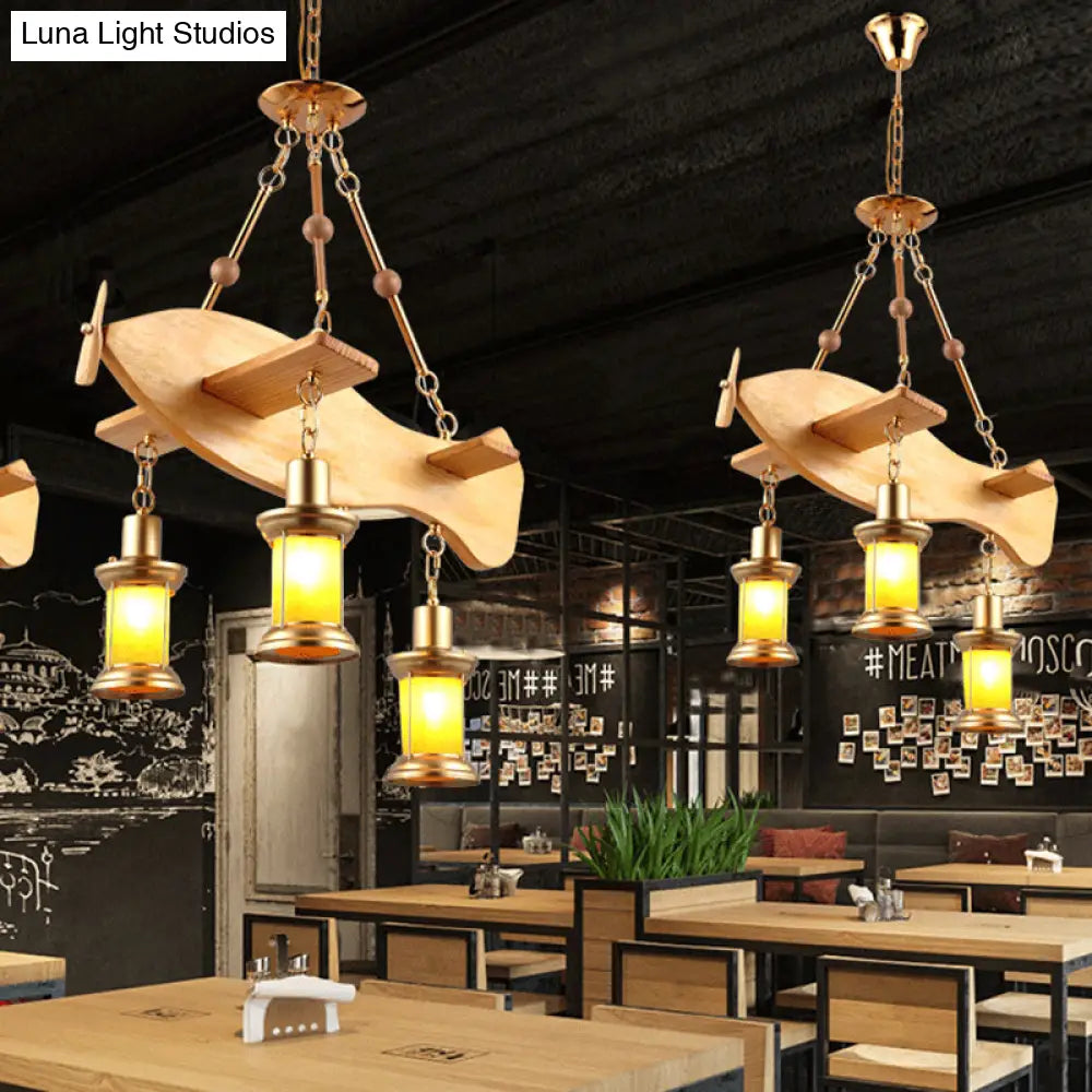 DecorBites™ Orange Glass Island Pendant Light w/ Fish/Guitar Design - Farm Gold Kerosene Hanging Lamp Kit