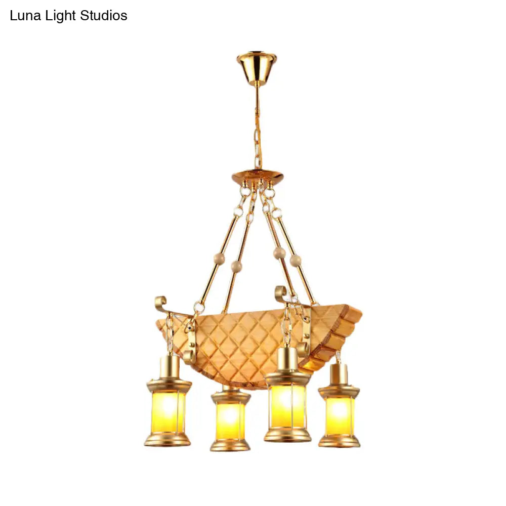DecorBites™ Orange Glass Island Pendant Light w/ Fish/Guitar Design - Farm Gold Kerosene Hanging Lamp Kit