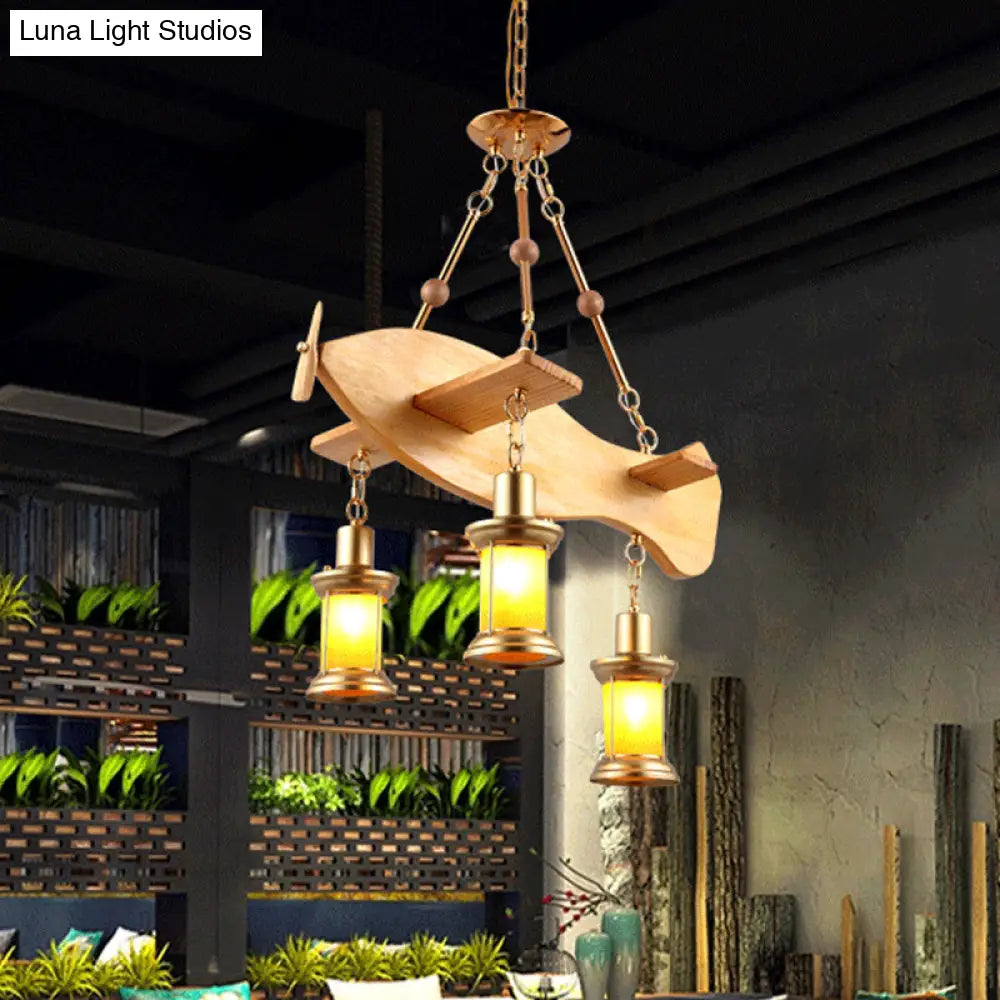 DecorBites™ Orange Glass Island Pendant Light w/ Fish/Guitar Design - Farm Gold Kerosene Hanging Lamp Kit