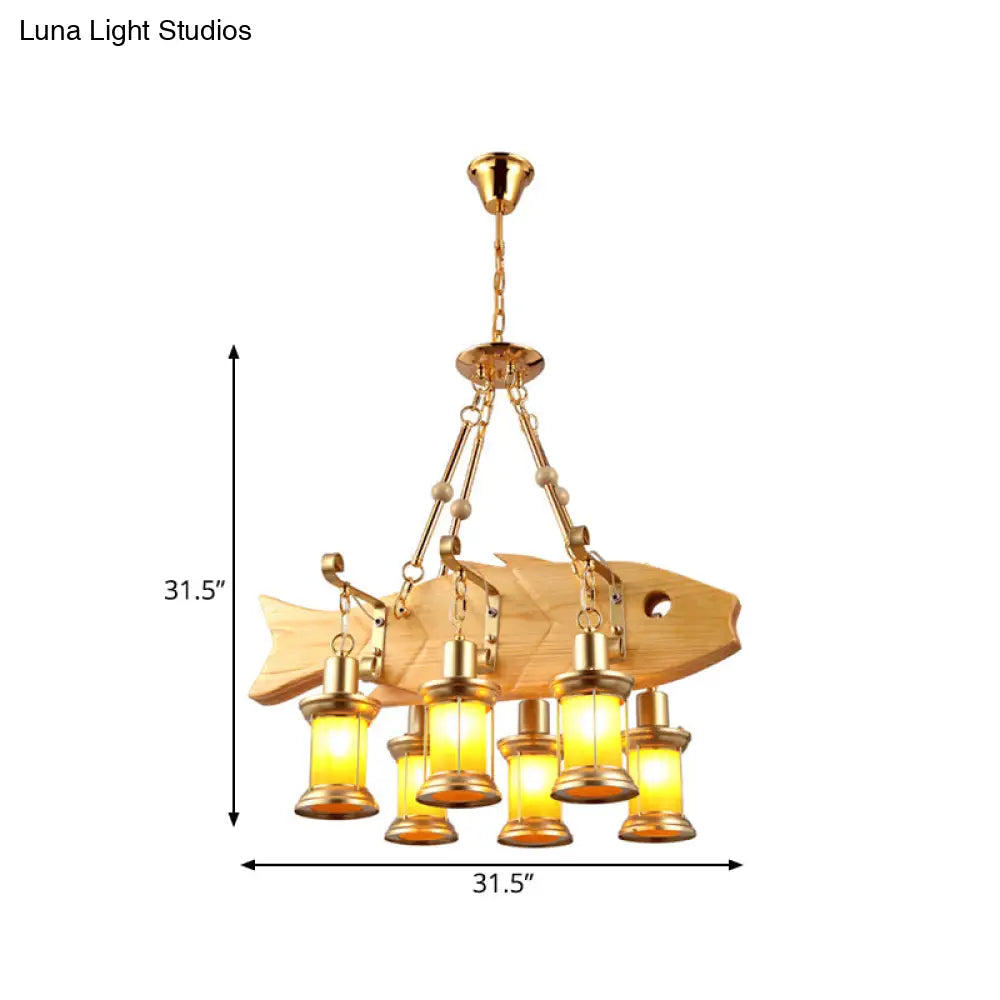 DecorBites™ Orange Glass Island Pendant Light w/ Fish/Guitar Design - Farm Gold Kerosene Hanging Lamp Kit